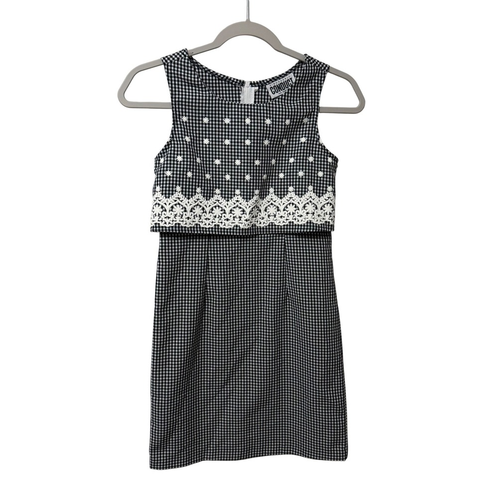 Disorderly Conduct Girls 12 Gingham Daisy Embroidered Dress Y2K Vintage Made USA
